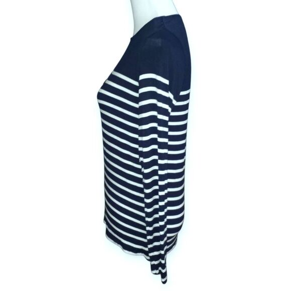 FOREVER 21 NAVY & WHITE STRIPE LONG SLEEVE TOP SZ.S EUC - Picture 3 of 5